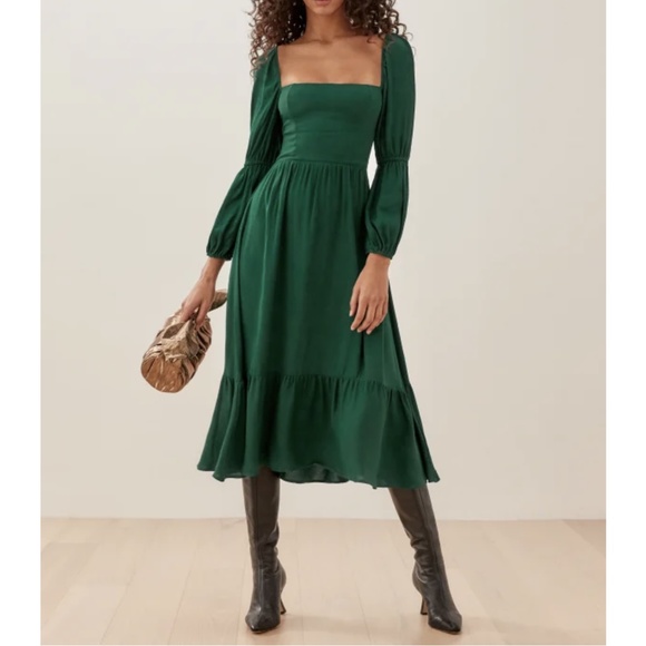 Reformation Dresses & Skirts - NWOT Reformation Mica Midi Dress in Emerald Sz. 6